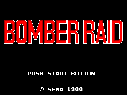 Bomber Raid title screen for Sega Master System